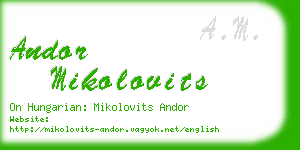andor mikolovits business card